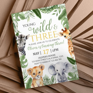Safari Wild One First Birthday Invitation