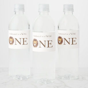 Safari wild one first birthday water bottle label