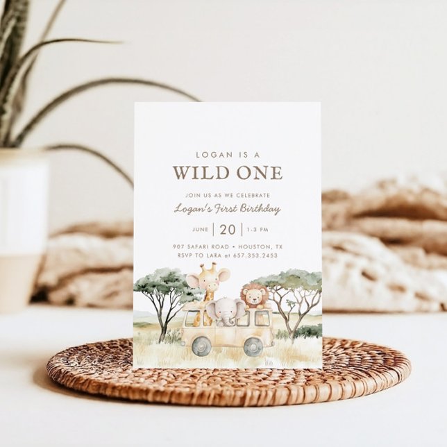 Safari Wild One Jungle Animal Birthday Invitation (Creator Uploaded)
