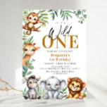 Safari Wild One | Jungle Animals 1st Birthday Invitation<br><div class="desc">Safari wild one jungle animals 1st birthday invitation.</div>