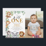 Safari Wild One Jungle Animals 1st Birthday Photo  Invitation<br><div class="desc">Safari wild one jungle animals 1st birthday photo invitation.</div>