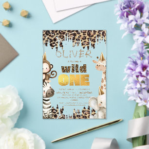 Safari Wild One Kids Birthday Acrylic Invitations