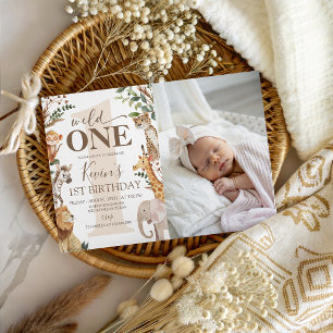Safari Wild One Photo Birthday Invitation