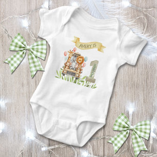 Safari Wild One Watercolor 1st Birthday Baby Bodysuit
