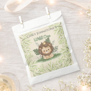 Safari Wild One Watercolor 1st Birthday Favour Bags