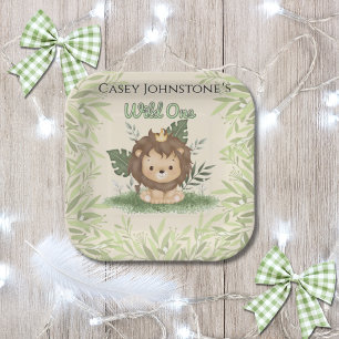 Safari Wild One Watercolor 1st Birthday Paper Plate