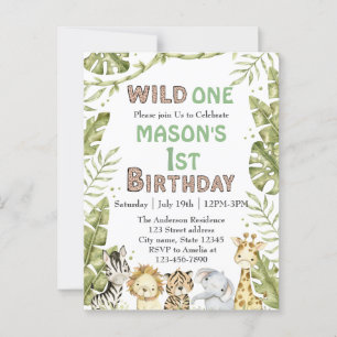 Safari Wild One Watercolor 1st Birthday Postcard
