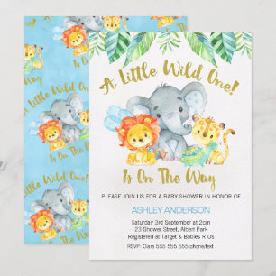 Safari Wild One Watercolor Baby Shower Invitation
