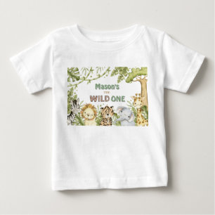 Safari Wild One Watercolor Birthday Baby T-Shirt