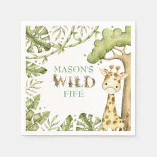 Safari Wild One Watercolor Birthday Napkin