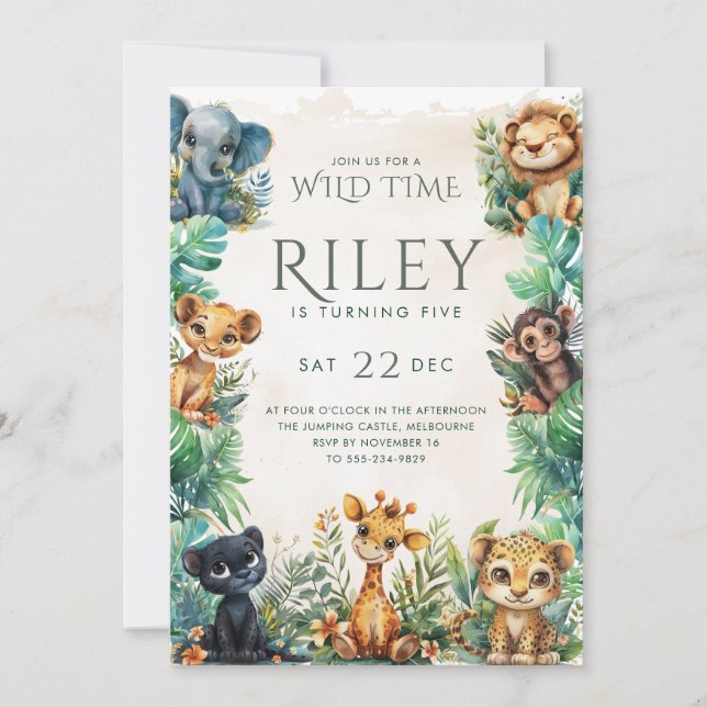 Safari Wild Time Birthday Invitation (Front)