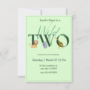 Safari Wild Two Birthday Invitation