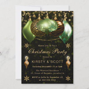 Safari Wildlife Baubles Christmas Party Invitation