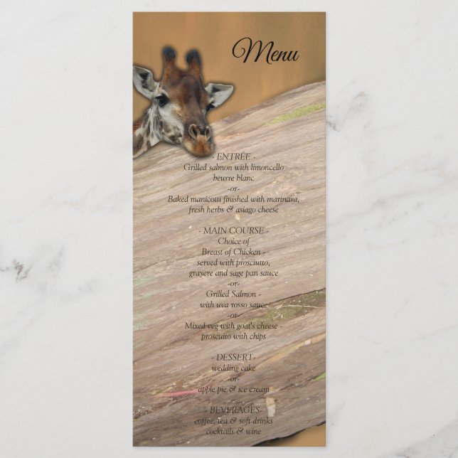 Safari  wildlife  Menu (Front)