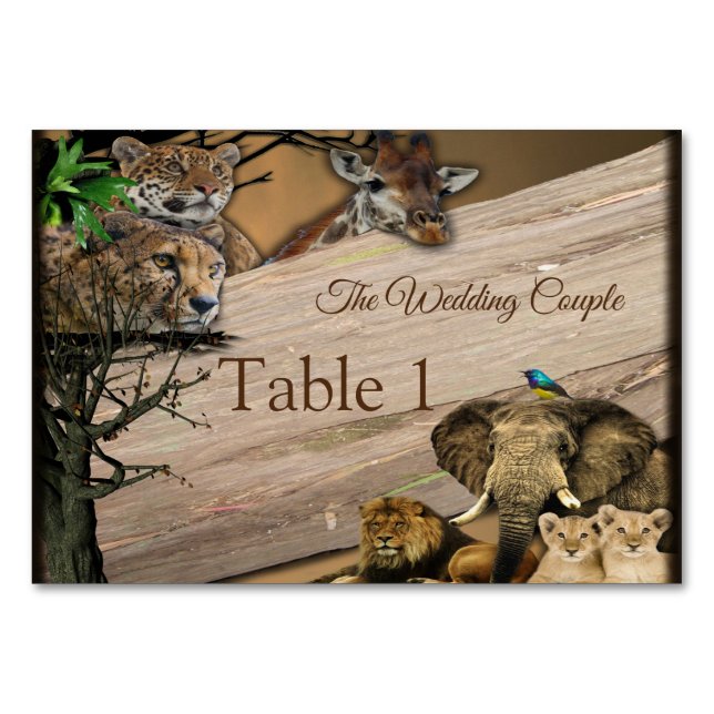 Safari  Wildlife Outdoor Wedding Table cards (Front)