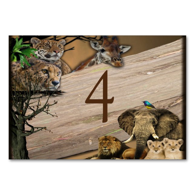 Safari  Wildlife Outdoor Wedding Table cards (Front)