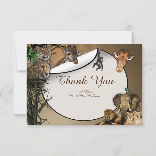 Safari Wildlife Thank You Card Uk 