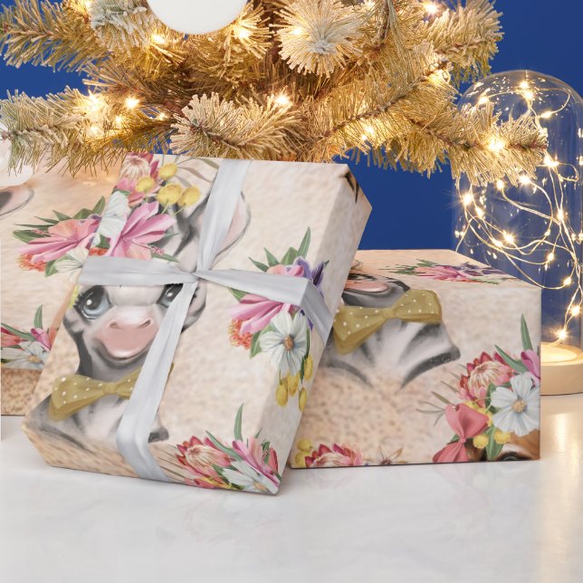 Safari wildone baby name jungle with animals wrapp wrapping paper (Holidays)