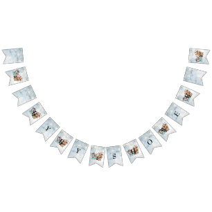 Safari wildone baby shower invitation Blue Bunting