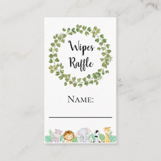 Safari Wipes Raffle Name Ticket Enclosure Card