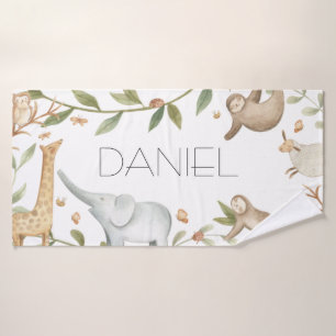 Safari woodland animals personalised kids towel