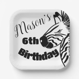 Safari Zebra Hand Drawn Party Birthday Paper Plate