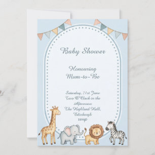 Safari Zoo Animals Baby Shower Invitation
