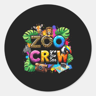 Safari Zoo Giraffe Crew Animal Zoo Keeper Kids Fie Classic Round Sticker