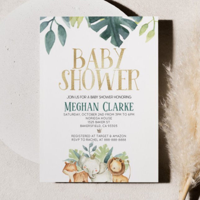 Safari Zoo Jungle Animal Themed Baby Shower Invitation (Creator Uploaded)