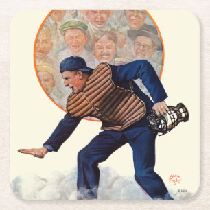 Safe at the Plate Square Paper Coaster