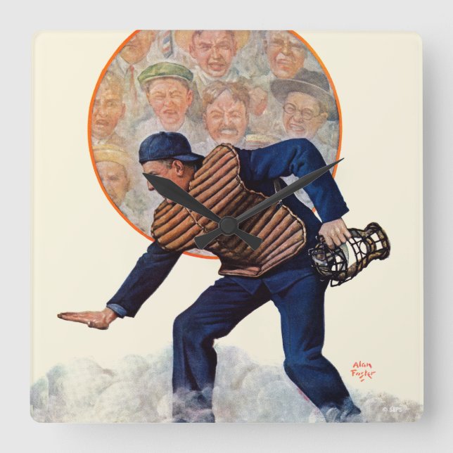 Safe at the Plate Square Wall Clock (Front)