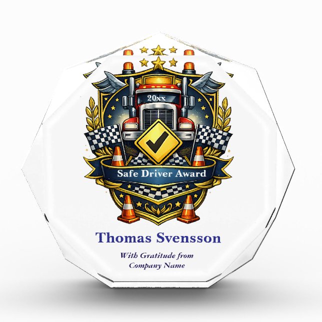 Safe Driver Award Truck Driver Recognition Photo Block (Front)