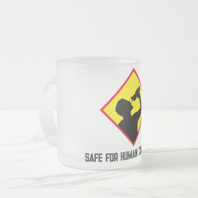 Safe for human consumption frosted glass coffee mug (Front Left)