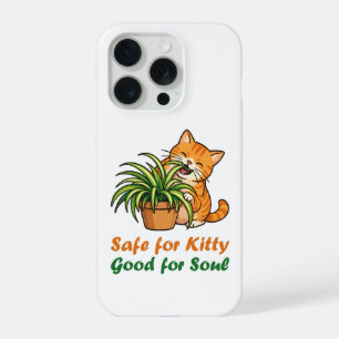 Safe For Kitty Good For Soul Spider Plant Cat Art iPhone 15 Pro Case