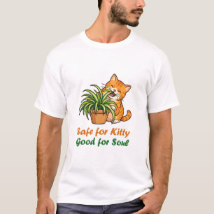 Safe For Kitty Good For Soul Spider Plant Cat Art T-Shirt