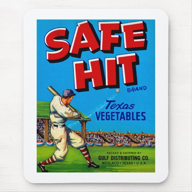 Safe Hit Vintage Lable Art Mouse Mat (Front)