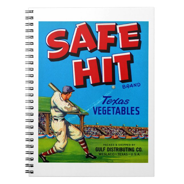 Safe Hit Vintage Lable Art Notebook (Front)