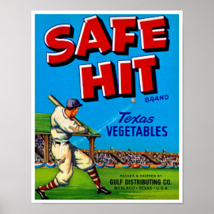Safe Hit Vintage Lable Art Poster