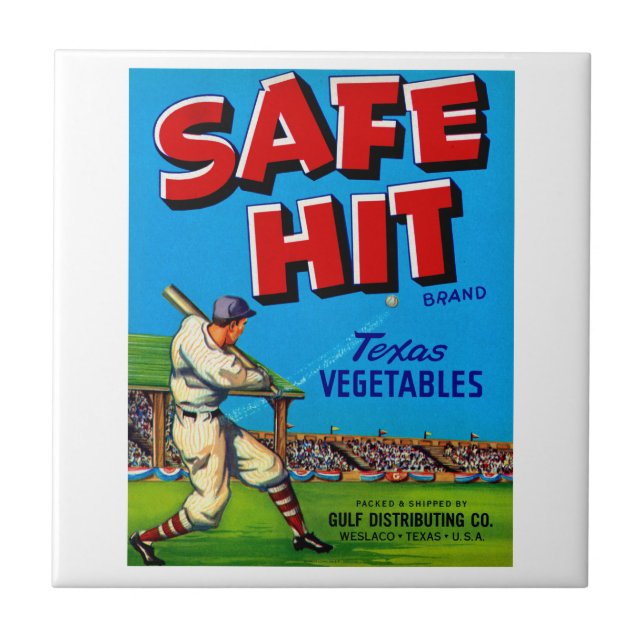 Safe Hit Vintage Lable Art Tile (Front)
