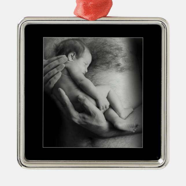 Safe In Daddy's Arms Metal Tree Decoration (Front)
