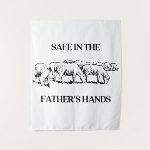 Safe In The Father's Hand Christianity Faith Bible Tapestry