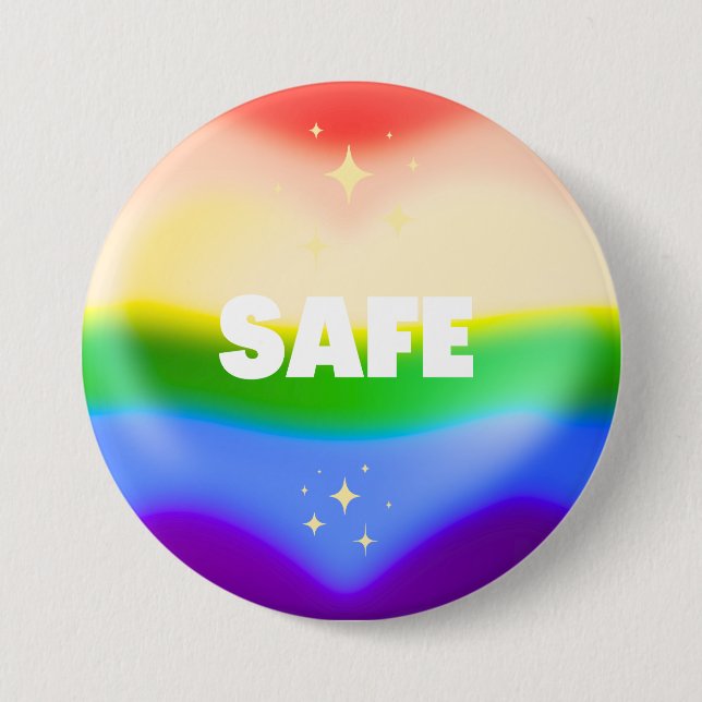 SAFE LGBTQ Rainbow Pride Heart 7.5 Cm Round Badge (Front)