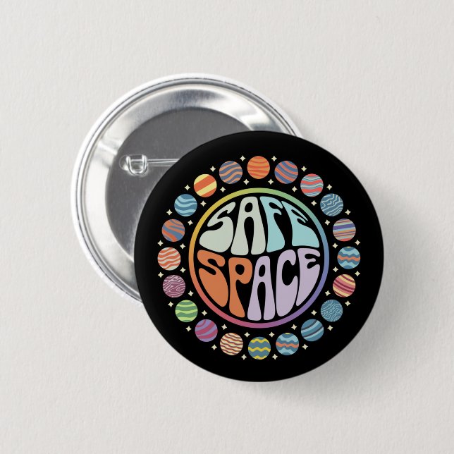 Safe Space LGBTQ Friendly Pride Support Proud Ally 6 Cm Round Badge (Front & Back)