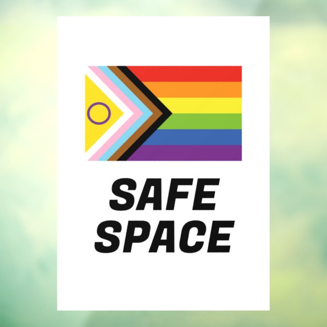 Safe Space LGBTQ Inclusive Progressive Pride Flag Window Cling (Sheet 3)