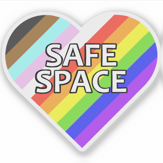 Safe Space Pride Heart Vinyl Sticker (Front)