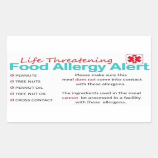 Safe Stickers- Peanut and Tree Nut Allergy Rectangular Sticker
