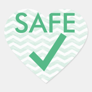 Safe to Eat Green Chevron Heart for Allergies Sticker