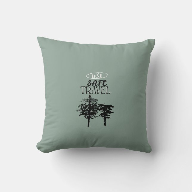 Safe Travel Pines Throw Pillow (Front)
