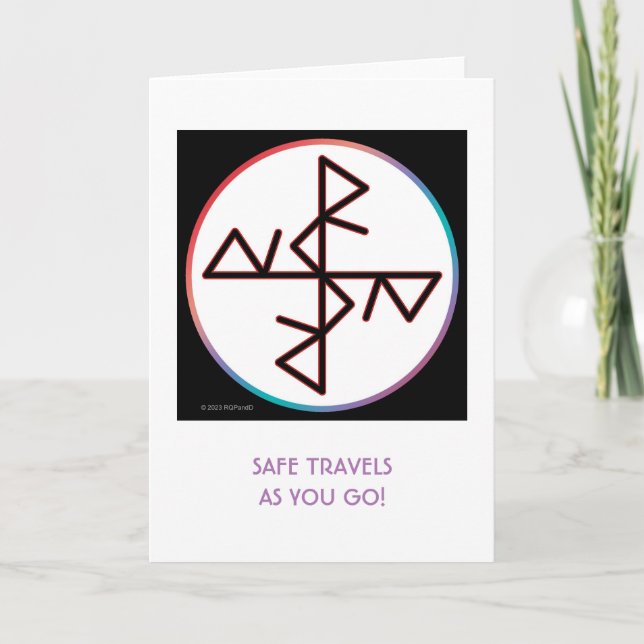 Safe Travels & Balance Bindrune Greeting Card (Front)