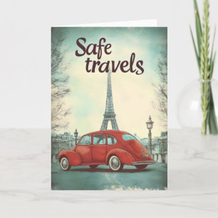 Safe Travels Retro Car Paris Holiday Card